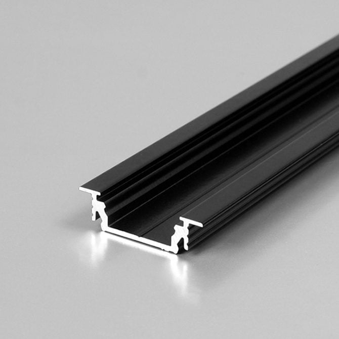 RECESSED LED ALUMINIUM PROFILE FOR LED TAPE– 2M K01-1055-2M - Black 670x670