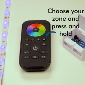 How do I sync an RGB colour adjustable LED tape to a remote control? How do I sync an RGB colour adjustable LED tape to a remote control?