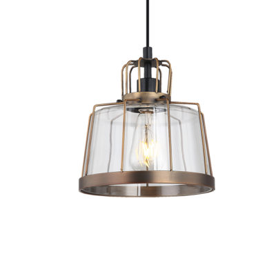 Zita antique framed ceiling pendant T01-0017 2 with wide glass shade