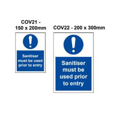 vewhygiene sanitiser must be used prior to entry coronavirus safety sign