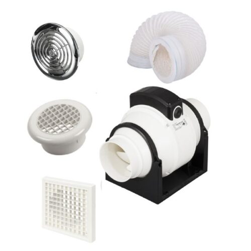 <span style="color: #e1b103;">KNIGHTSBRIDGE</span> 100MM IN-DUCT MIXED FLOW KIT WITH TIMER