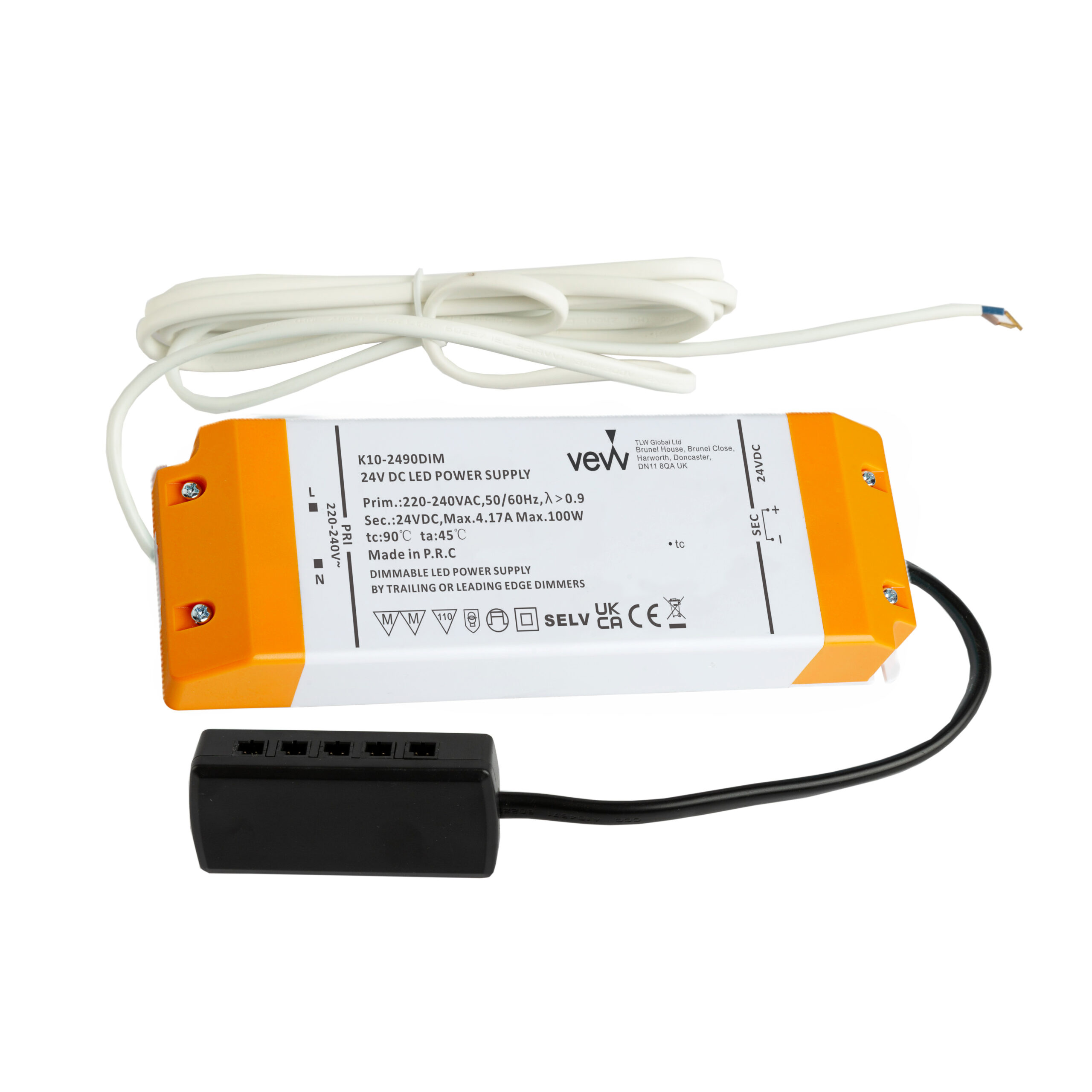 <span style="color: #e1b103">DRIVER 100W</span> 24V LED DIMMABLE DRIVER WITH 10-PORT MICRO PLUG CONNECTOR